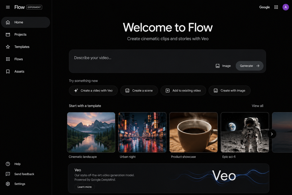 Google Veo (via Flow or AI Studio)