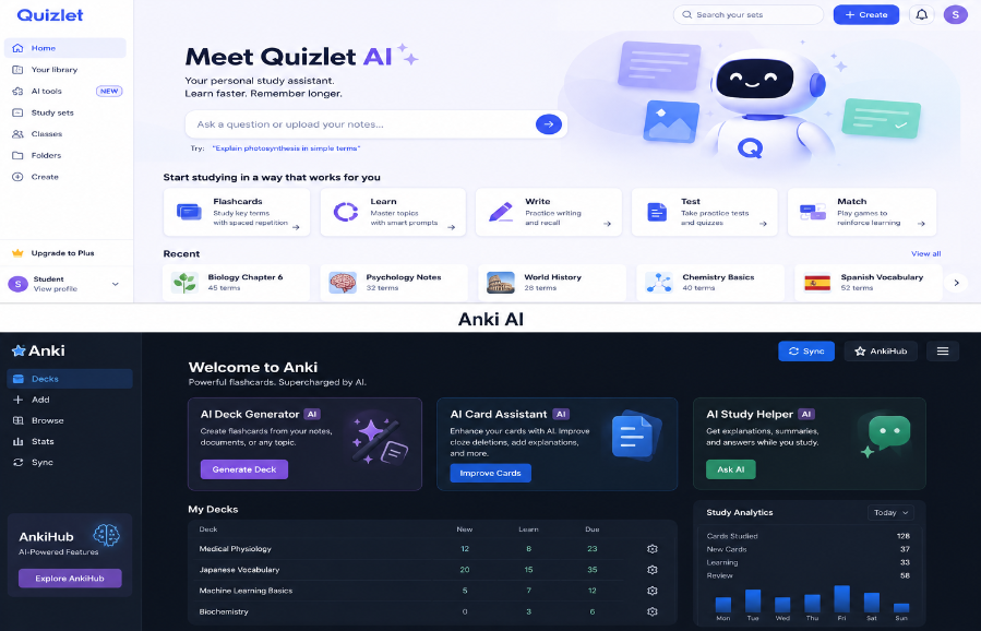 Quizlet AI vs Anki AI