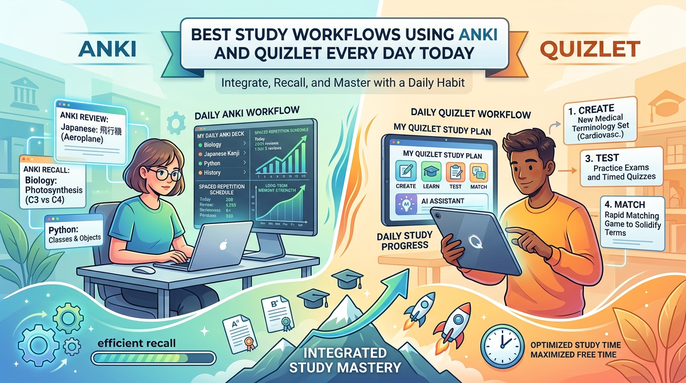 Best Study Workflows Using Anki and Quizlet Every Day Today