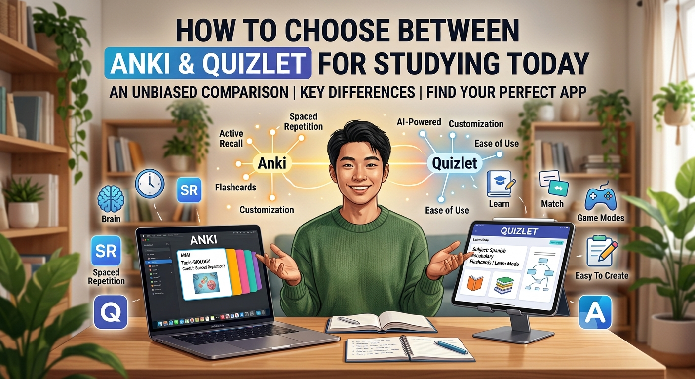 How to Choose Between Anki and Quizlet for Studying Today