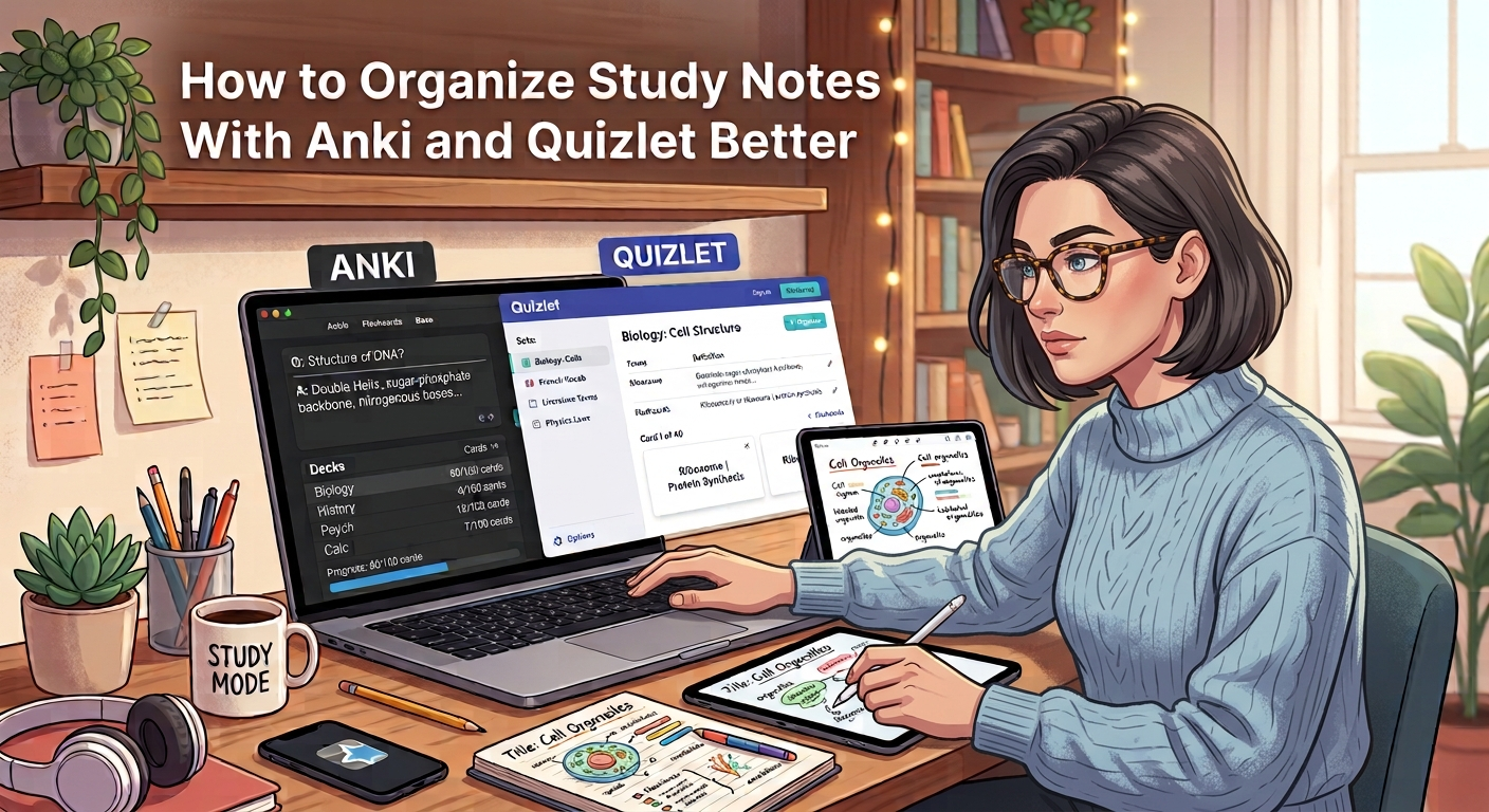 How to Organize Study Notes With Anki and Quizlet Better