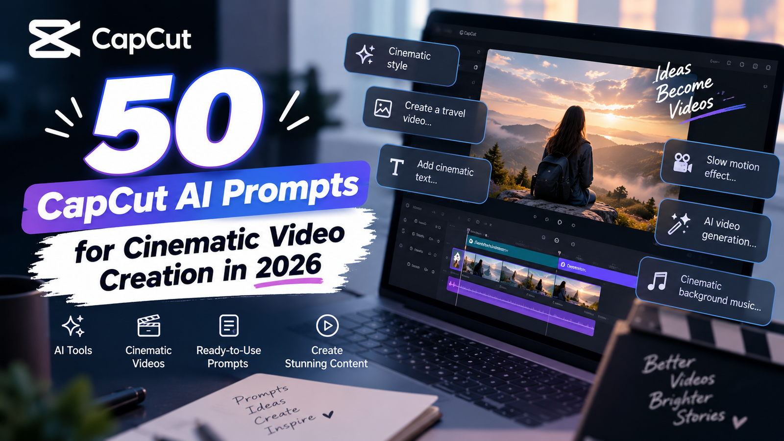 50 CapCut AI Prompts for Cinematic Video Creation in 2026